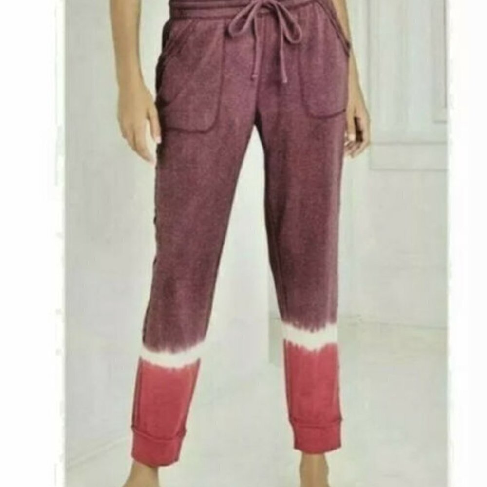 Knox Rose Pink Wine Ombre Tie Dye Lounge Joggers M - Picture 2 of 6
